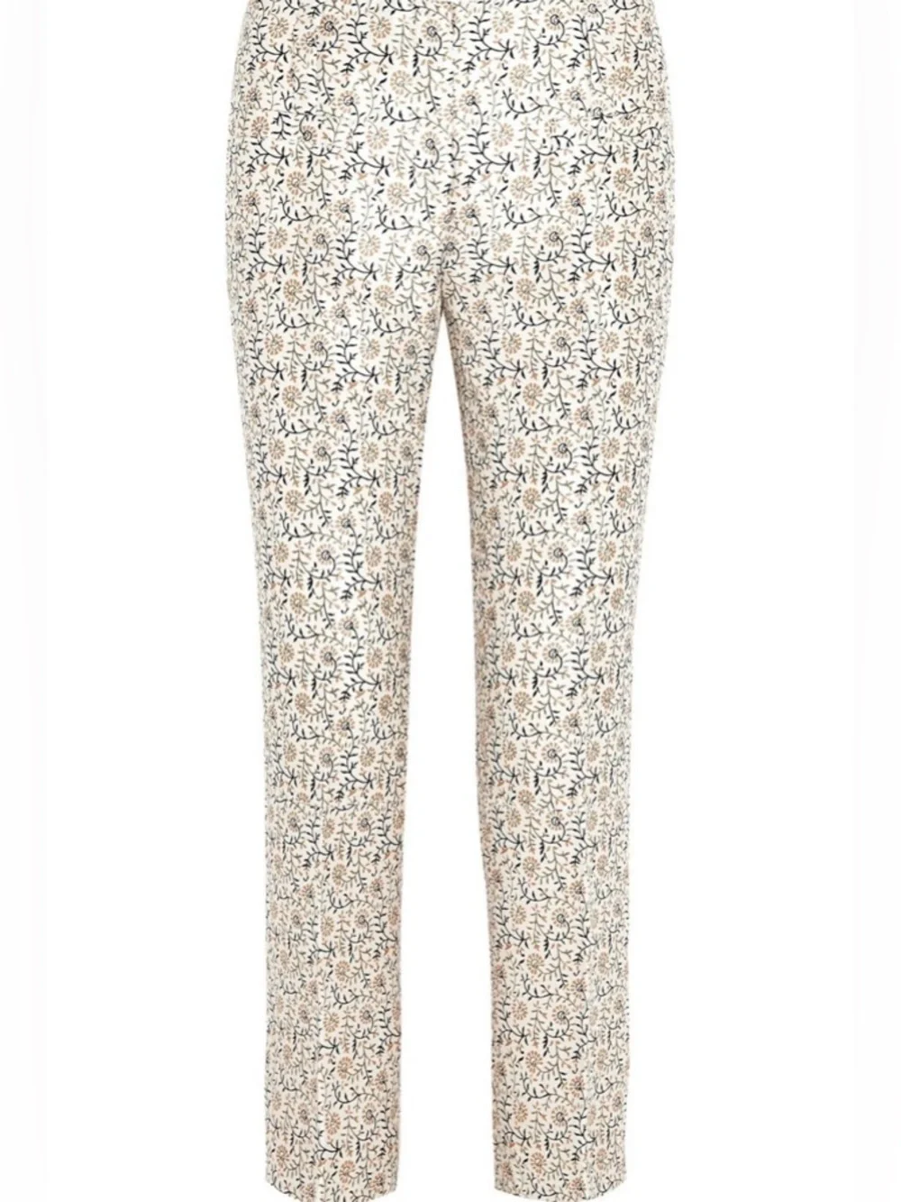 NWT Tory Burch Frances Floral Silk Straight-Leg Pants Daisy New Ivory Sz 12